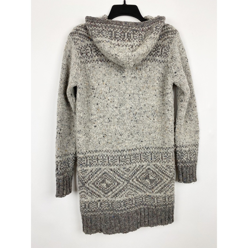 Inis Crafts Wool Fair Isle Hooded Full Zip Cardigan Sweater Womens S Grey Irish - Picture 2 of 8